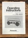 Panasonic RX-4830 Radio Cassette Owners / User Manual *original*. Fixed Price $19.97.
