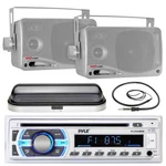 Pyle Usb Bluetooth Boat Radio, 3.5" Box 200W Speakers,marine Antenna,radio Cover. Fixed Price $156.99.