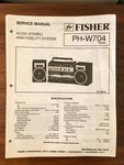 Fisher PH-W704 Boombox Radio Service Manual *original*. Fixed Price $19.98.