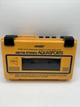 Unisef Vtg Stereo Aquasports Cassette Player AF-45 Yellow Water Proof Parts Only. Fixed Price $17.00.