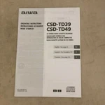 Aiwa Operating Instructions CSD-TD39 / CSD-TD49 Cd Stereo Radio Cassette Recor. Fixed Price $7.99.