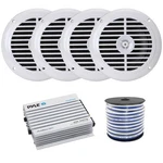 Pyle PLMR67W 6.5'' 120W Max White Speaker (qty 4) W/wire, Bluetooth Amplifier. Fixed Price $140.99.