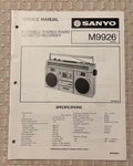 JULY/81 Sanyo M9926 Portable Stereo Radio Cassette Recorder Service Manual. Fixed Price $20.00.