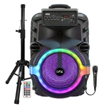 Qfx PBX-158SM 15" Rechargeable Speaker +usb/tf/fm +rgb Led +stand +wired Mic. Fixed Price $119.90.