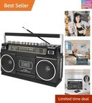 Cassette Player Boombox With Bluetooth, Am/fm/sw Radio & Record Usb, 24W S.... Fixed Price $91.18.