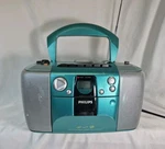 Y2K Philips Teal/silver Fm/am Radio Cd & Cassette Player AZ1109- *works Read*. Fixed Price $65.02.