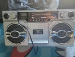 Victrola VBB-10-SLV Bluetooth Boombox Silver Tested. Fixed Price $43.99.