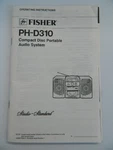 Fisher PH-D310 Operating Instructions For Cmpact Disc Portable Audio System. Fixed Price $19.99.