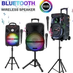 Portable Bluetooth Trolley Speaker W/ Stand Mic 15" 12" 8" Sound System Tripod. Fixed Price $89.99.