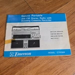 Owner's Manual Emerson CTR944 Am Fm Stereo Radio Boombox. Fixed Price $22.99.