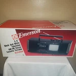 New Emerson 5.5" Black & White Television Am/fm Stereo Cassette Portable XLC455A. Fixed Price $249.99.