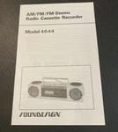 Manual Am Fm Stereo Radio Cassette Recorder 4644 Soundesign Boom Box Instruction. Fixed Price $12.36.