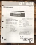 Sony CFS-W401 Radio Service Manual *original*. Fixed Price $14.97.
