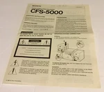 Vintage 1984 Sony Fm/am Stereo Cassette-corder CFS-5000 Owner Manual. Fixed Price $16.00.