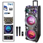 Befree Sound 700W Dual 10 Bluetooth Party Speaker Led Lights 2 Wireless Mic. Fixed Price $315.00.