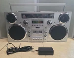 Gpo Brooklyn Retro Portable Boombox Silver Radio Cassette/cd/bt Player. Fixed Price $289.99.