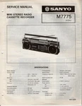 Sanyo M7775 M-7775 Service Manual Original Repair Book Radio Stereo Tape. Fixed Price $13.00.