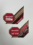 Sticker Set, 2 Pieces Sharp WF-939 Japan Boombox Double Cassette. Fixed Price $7.99.