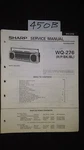Sharp WQ-276 Service Manual Original Repair Book Boombox Ghettoblaster Radio. Fixed Price $19.98.