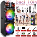9000W Dual 10" Bluetooth Party Speaker W/ Remote Led Light Karaoke Mic Subwoofer. Fixed Price $179.99.