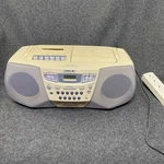 Sony CFD-S22 Portable Cd Radio Cassette Boombox Tested/ Great Sound/ Lid Cracked. Fixed Price $50.50.