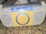 Sony CFD-E100 Cd Player Cassette Am/fm Boombox, Yellow/silver, Aux In. Fixed Price $67.96.