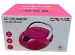 Craig Pink Cd Boombox Am/fm Radio Led Display Aux Programmable Player. Fixed Price $38.99.