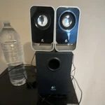 Logitech 2.1 Channel Wired Speaker System W/ Subwoofer, Black/silver. Fixed Price $34.99.