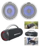 Pair Kicker 51KM614FL 6.5" Thin Mount 60W Marine Boat Speakers+party Boombox. Fixed Price $184.00.