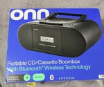 Onn Bluetooth Cd Cassette Boombox, Bass Boost, Fm Radio 20 Presets, Black. Fixed Price $35.00.