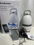 Brookstone Wireless Outdoor Speaker Complete Tested MP3 Iphone Lightning Input. Fixed Price $49.99.