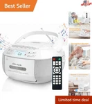 Classic Cd Player Boombox With Bluetooth 5.1 & Tape Recording - 3W Stereo Sound. Fixed Price $77.18.