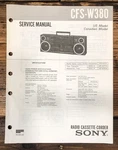 Sony CFS-W380 Radio Service Manual *original*. Fixed Price $14.97.