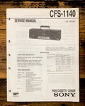 Sony CFS-1140 Radio / Stereo Service Manual *original*. Fixed Price $19.97.