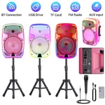 Bluetooth 8" Rechargeable Party Speaker Qfx LMS-801SM Usb/sd/fm/aux+mic & Stand. Fixed Price $56.99.