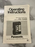 Vintage Panasonic RX-SA66 Am/fm/cassette Walkman Operating Instructions. Fixed Price $9.99.