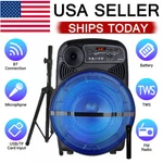 15" Portable Bluetooth Speaker Subwoofer Sound System W/led Stand & Wireless Mic. Fixed Price $87.23.