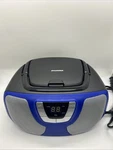 Sylvania Model: SRCD1025 Blue Mini Boombox Player-radio- Cord-tested, Works. Fixed Price $31.99.