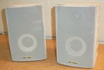 Lot Of 2 Realistic Optimus Pro X7 White Metal Shielded Bookshelf Speakers. Fixed Price $35.00.